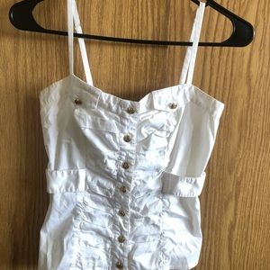 Bebe White Button Up Tank Top
